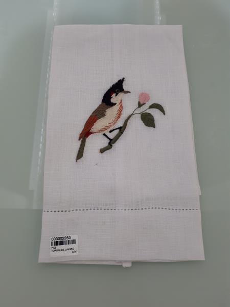 TOALHA DE LAVABO BRANCA BORD PASSAROS DIV