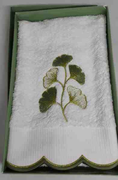 TOALHA LAVABO FELPA FOLHAS DE GINCKO