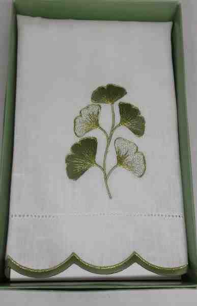 TOALHA LAVABO LINHO FOLHAS DE GINCKO