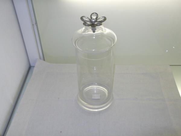 POTE VIDRO TRANSP/TAMPA C/ DETALHE FLOR 28,50CM