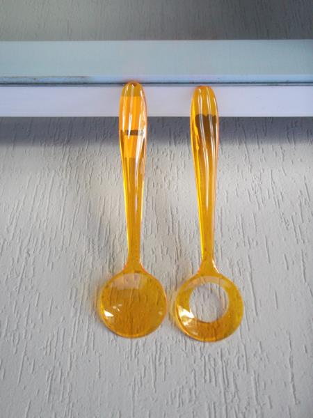 TALHER P/ SALADA AQUA 28 CM LARANJA EM PLASTICO