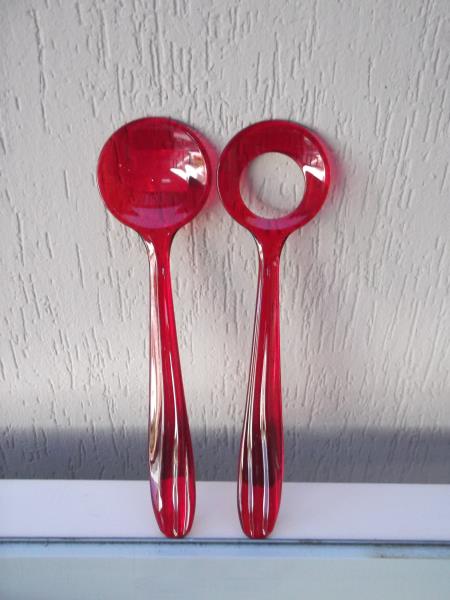 TALHER P/ SALADA AQUA 28 CM VERMELHA EM PLASTICO