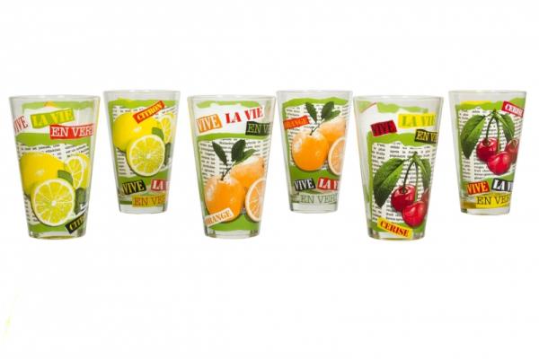 JG. 6 COPOS DE VIDRO ALTO FRUTAS