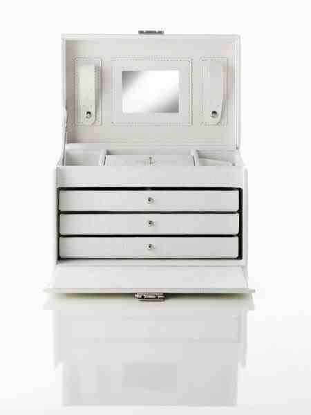 GUARDA-JOIAS BEAUTY DE PELE CROCO BRANCO