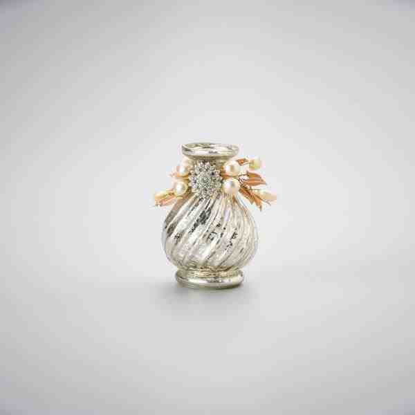 VASINHO BEADED FLOWER PRATEADO 6X9CM