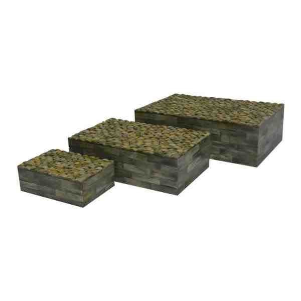 CAIXA DE MADEIRA E RESINA ESTILO OSSO P