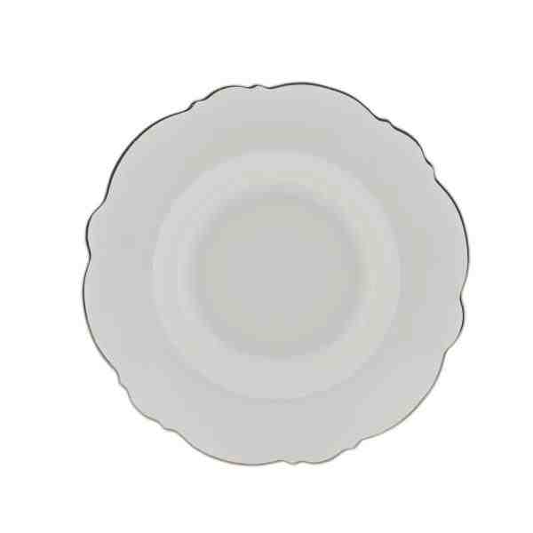 JG 4 PRATOS SOBREM PORC MALDIVAS BRANCO FIO PRATA 21CM