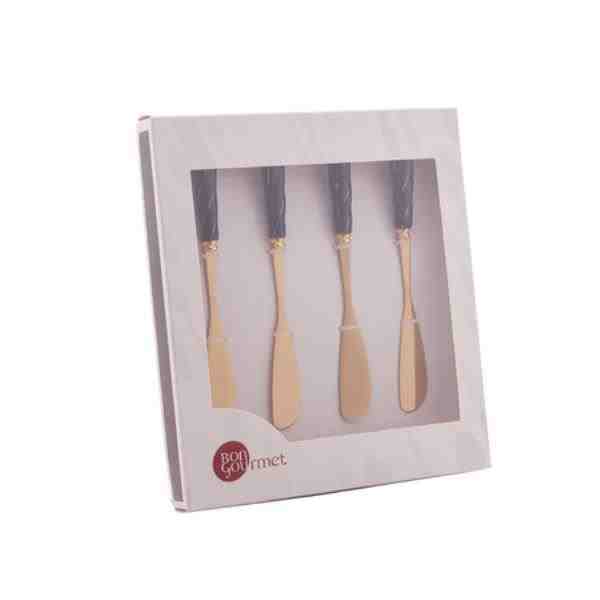 JG 4 ESPATULAS INOX DOUR C/ CABO CERAM PRETO