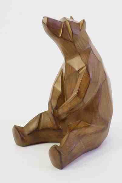 ESCULTURA URSO RESINA AMADEIRADA 11,5X9,7X15.