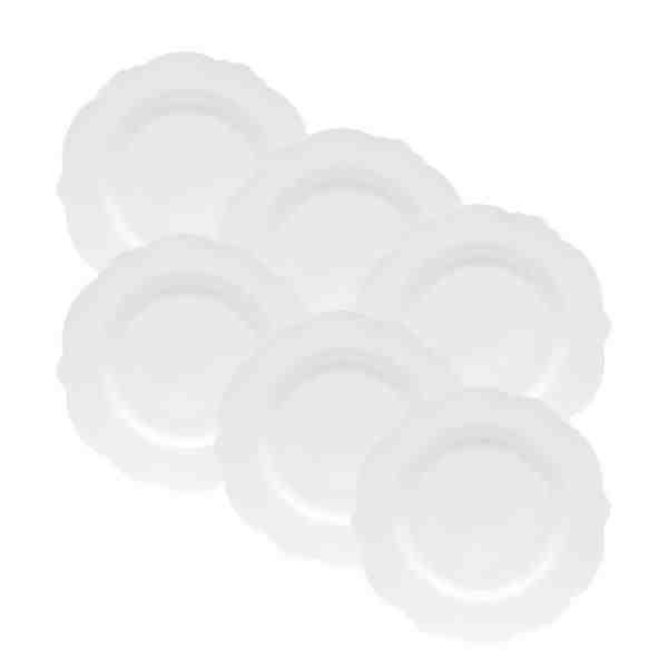CONJUNTO 6 PRATOS RASOS PORCELANA MALDIVAS BRANCO