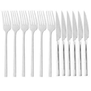 CONJUNTO 12 PEÇAS  FACA PARA CHURRASCO E GUARFO PARA MESA FIRENZE AÇO INOX