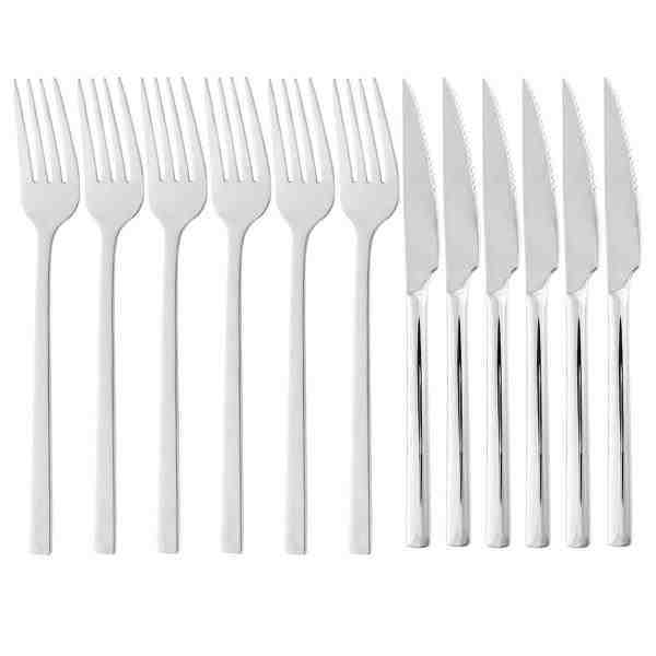 CONJUNTO 12 PEÇAS  FACA PARA CHURRASCO E GUARFO PARA MESA FIRENZE AÇO INOX