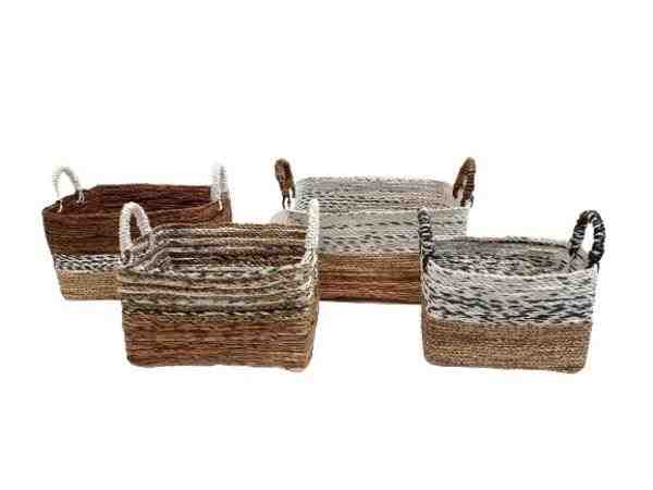 CESTO FOLHA DE BANANEIRA / BAMBU 35 X 25 X 30