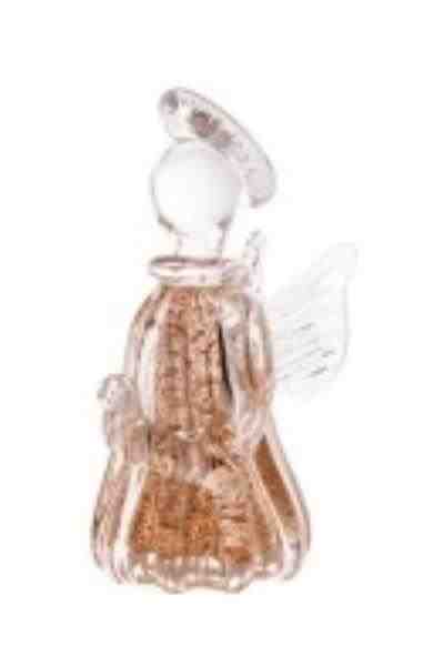 FIGURA DECORATIVA ANJO  DE VIDRO ITALY DOURADO 7CM X 7CM X 15CM