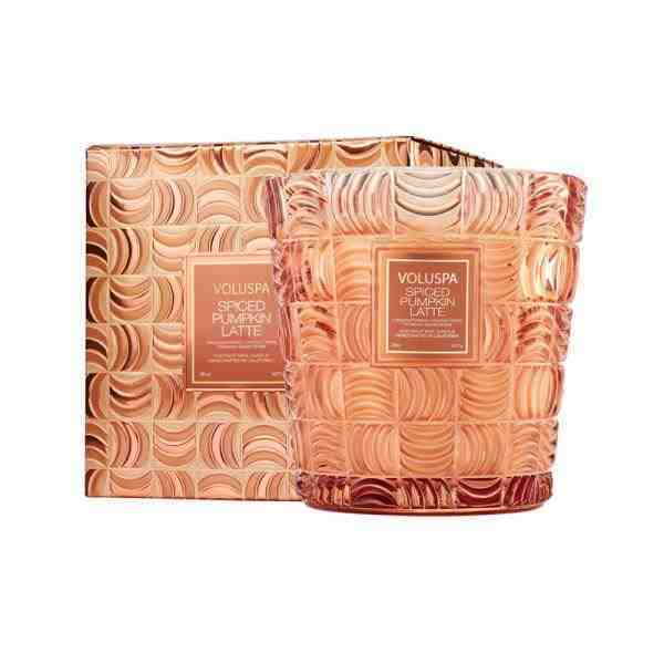 VELA VASO PEDESTAL 3 PAVIOS + 8H SPICED PUMPKIN LATTE