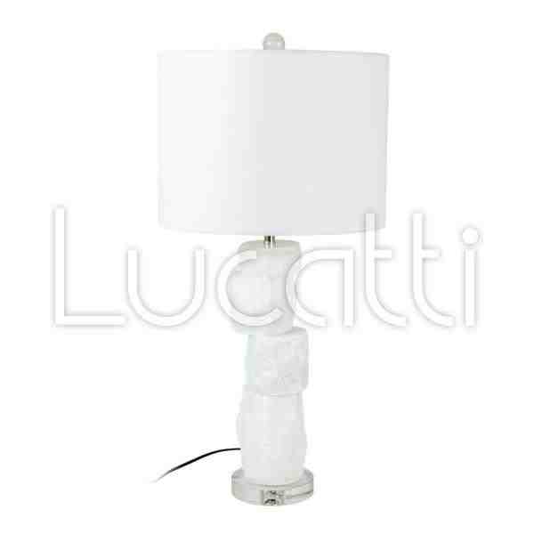 ABAJUR DE METAL / MARMORE E CRISTAL COM CUPULA