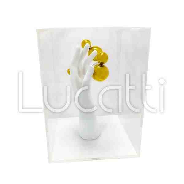 ESCULTURA EM ACRILICO E MÃO DE OBRA DE RESINA COM ESFERAS DOURADAS P