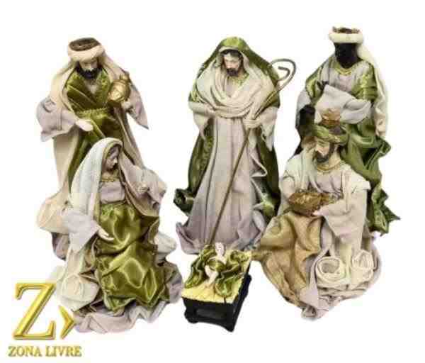 PRESEPIO TECIDO VERDE  6 PEÇAS 30CM