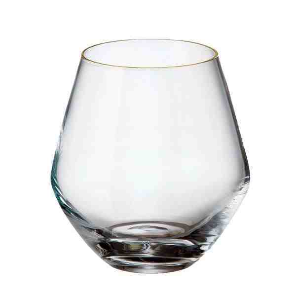 JODO DE 6 COPOS WHISKY GRUS EM CRISTAL ECOLOGICO GOLD 500ML A12CM