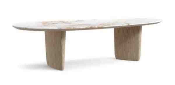 MESA DE CENTRO PICASSO REDONDO LAMINADO FREIJO ACAB MARMORE POLIDO 1200X260