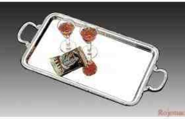 BANDEJA 36X22CM CROISE C/ALÇA PRATA