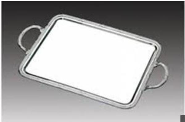 BANDEJA 39 X 29 CM CROISE C/ALÇA PRATA