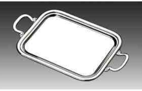 BANDEJA 26X20 CM C/ CORDAO LISO PRATA