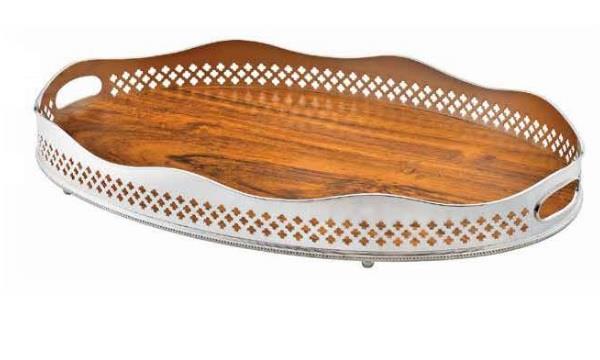 BANDEJA OVAL GALERIA 70X46X9CM C/ FDO MADEIRA