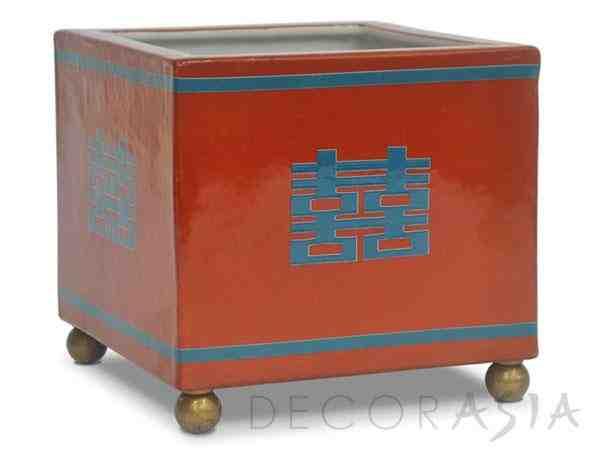 CACHEPOT QUADR DOUBLE HAPPINESS CORA/TURQ 3D119