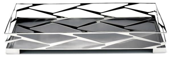 BANDEJA BAR RETANG TRAMA C/ VIDRO PRETO