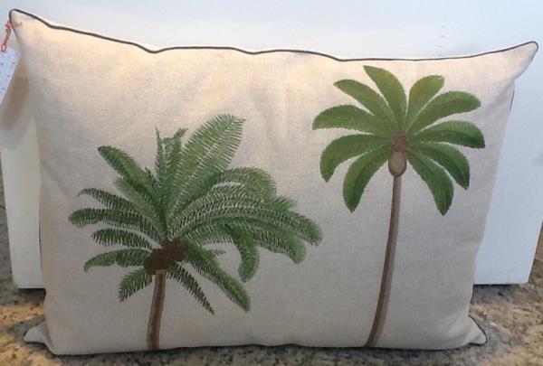 ALMOFADA LINHO BORD DOIS COQUEIROS NT/VD