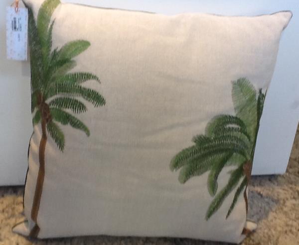 ALMOFADA LINHO BORD DOIS COQUEIROS LATERAIS NT/VD