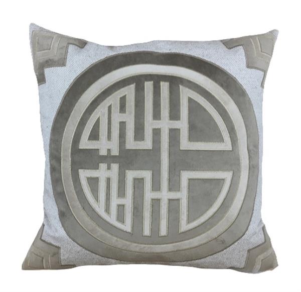 ALM LINHAO 52X52 C/ APLIQ VELUDO BEGE/ PALHA MOD 2