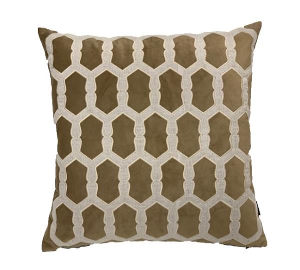 ALM VELUDO 52X52 C/APLIQ LINHO BEGE MOD 01