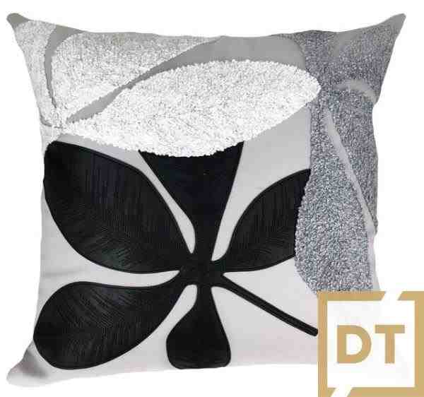 ALM LINHAO CINZA 52X52X C/APLIQ LA+COURO PTO FOLHAGEM