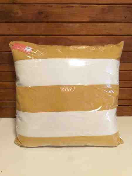 ALMOFADA LINHO RUSTICO LISTRADA OCRE