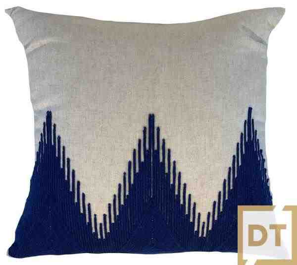 ALM LINHO CRU 52X52 C/ BORD DE KILIM AZUL MOD2