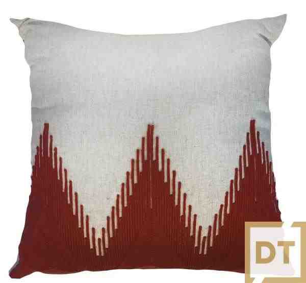 ALM LINHO CRU 52X52 C/BORD DE KILIM OCRE MOD2