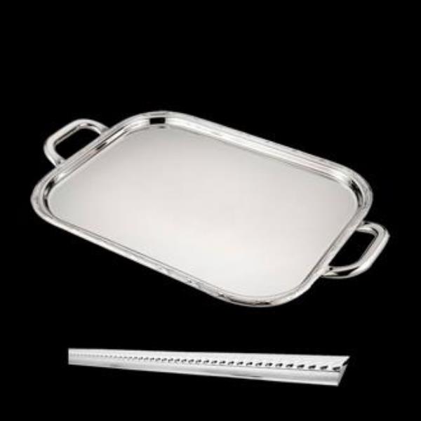 BANDEJA OBLONGA C/ ALCA 40X31CM C/ CORDAO PEROLA