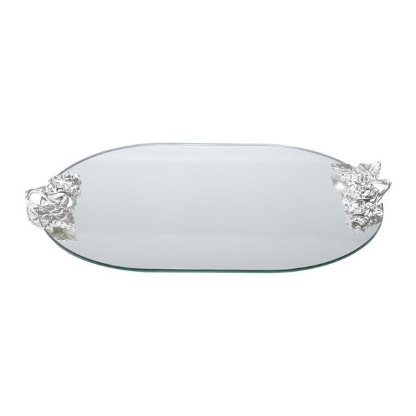 BANDEJA ESPELHADA C/ ALCA EM FORMA DE UVA 46X31CM