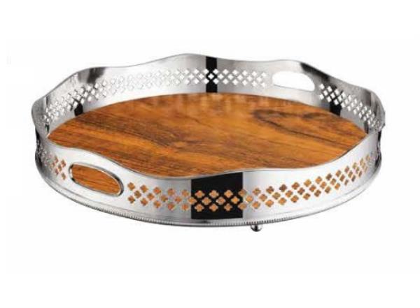 BANDEJA GALERIA DIAM 38 CM ALT 8 CM C/ FUNDO MADEIRA