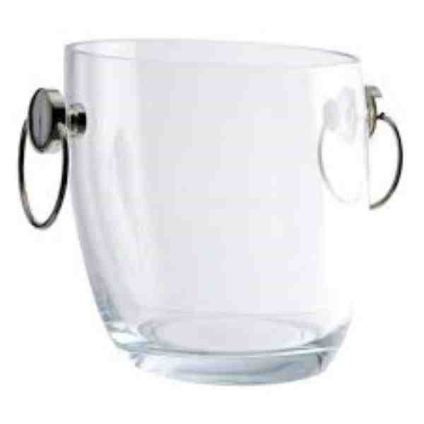 BALDE DE VIDRO P/ GELO 15X16CM C/ ALÇA PRATA