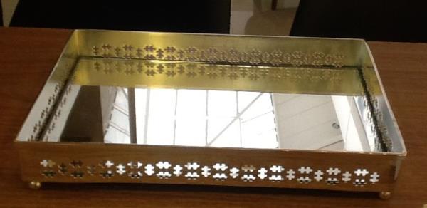 BANDEJA GALERIA CROSS30X20X4CM C/FUNDO ESPELHO