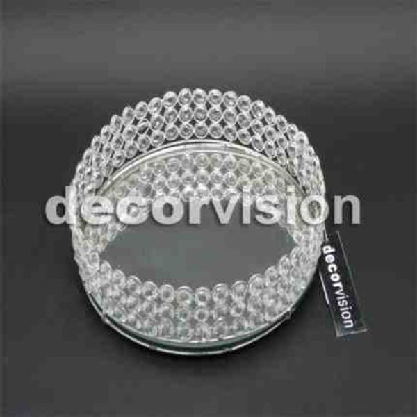 BANDEJA FUNDO DE ESPELHO E CRISTAIS 25 CM