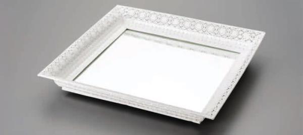 BANDEJA METAL ESPELHADA E AZULADA 40X40X7 CM