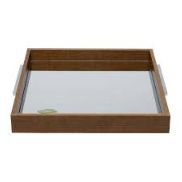 BANDEJA 35X35X4.5 COM ESPELHO IMBUIA