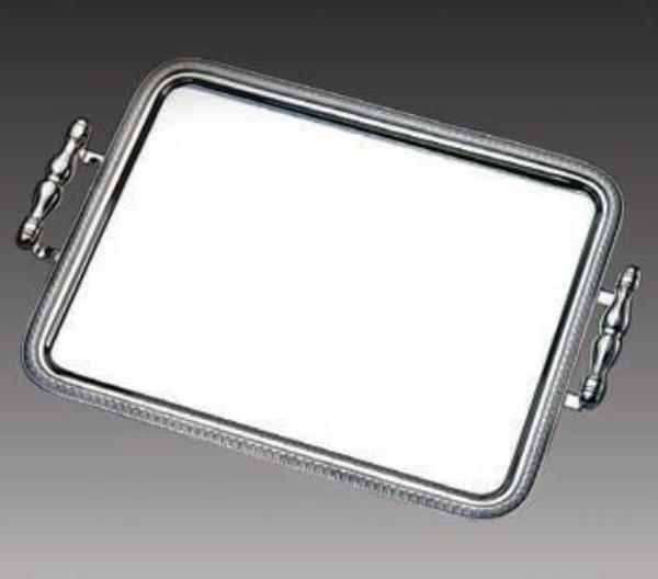 BANDEJA 39X29CM LISA C/ ALCA PRATA