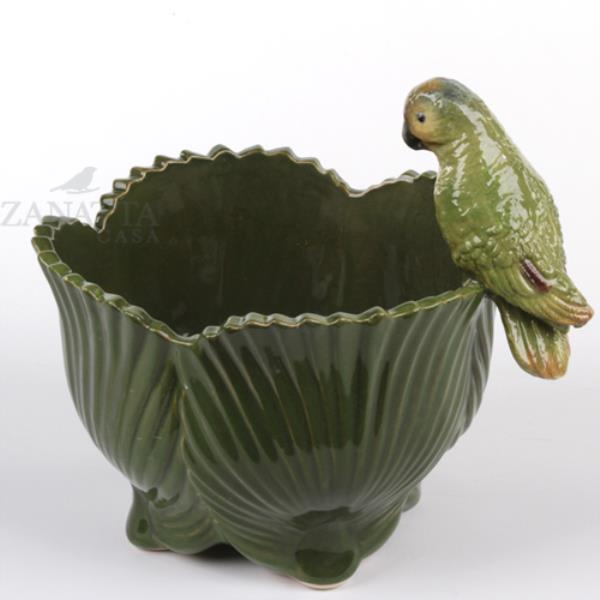 CACHEPOT PALMEIRA P VERDE COM PERIQUITO INES