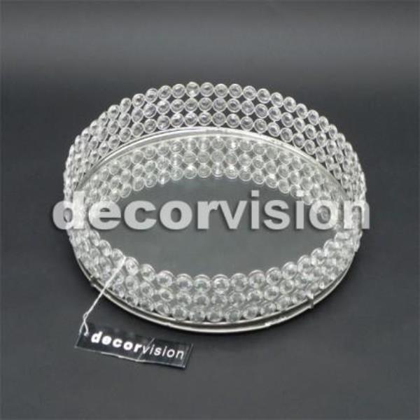 BANDEJA FUNDO DE ESPELHO E CRISTAIS 31CM