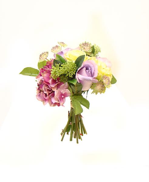 BUQUE HORT FUCSIA/ROSAS VD E LILAS 24CM